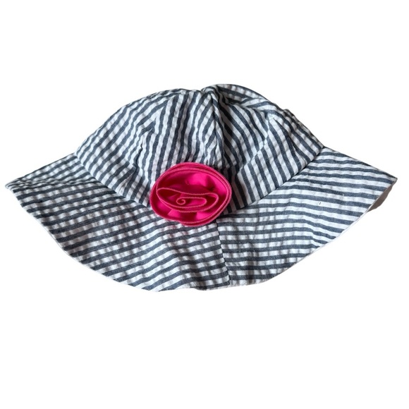 Baby Aspen baby Hat with Pink Flower Accent Bucket Hat sunhat size 0-6 months - Picture 1 of 6